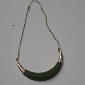 Elegant Green and Gold Crescent Necklace